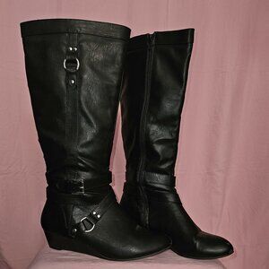 Xhilaration Black Wedge Heeled Boots